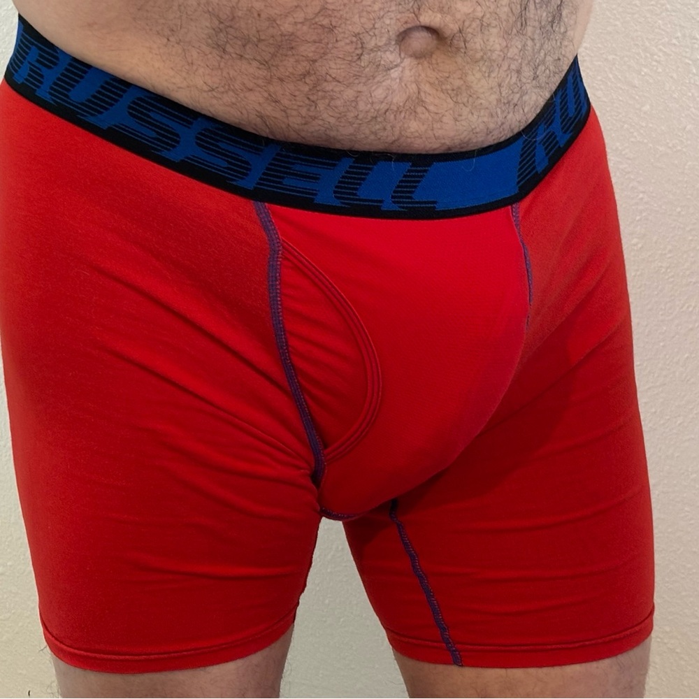 Russell Athletic Red Men's Boxer Briefs with Blue Waistband